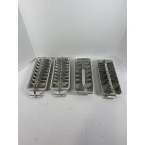 Vintage Aluminum Ice Cube Trays Lot 4 Philco Metal Freezer Trays
